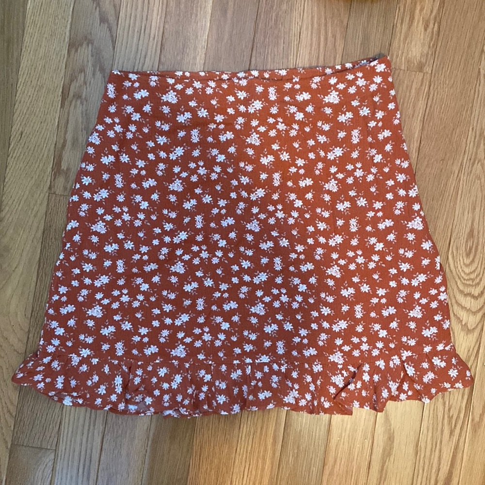 Abercrombie & Fitch Orange Floral Mini Skirt